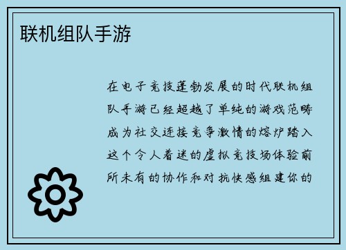 联机组队手游